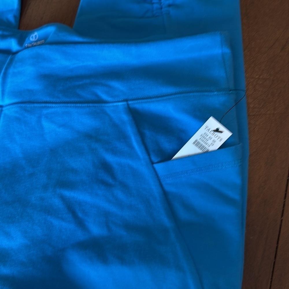 NWT T by Talbots Capri Blue Capri Leggings SZ XL no Back Pocket w Gathered Hem - Picture 5 of 11
